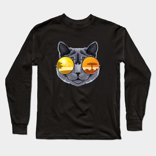 Sunglasses British Shorthair SHIRT Cat Lover Girl Gift Long Sleeve T-Shirt by ELFEINHALB